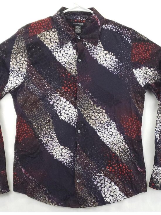 Kenneth Cole Other - Kenneth Cole Shirt Mens Large Black Red Club 100% Cotton Button-Up